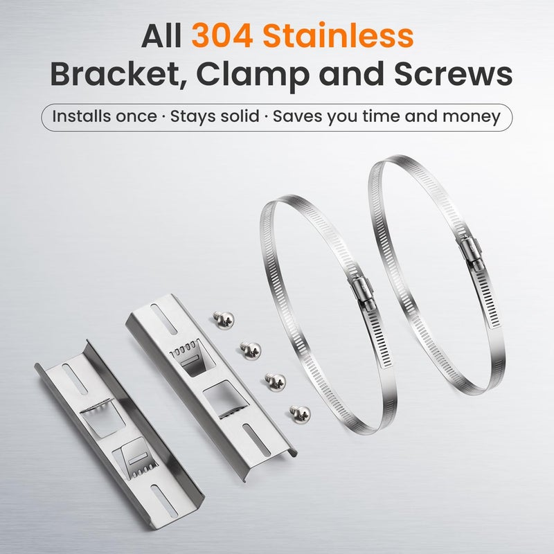 QILIPSU Pole Mounting Kits, 304 Stainless Steel 6.9" x 1.9" Brackets with Adjustable 2–8 Inch Clamps for Electrical Boxes, Devices, and Outdoor Applications - Image 2